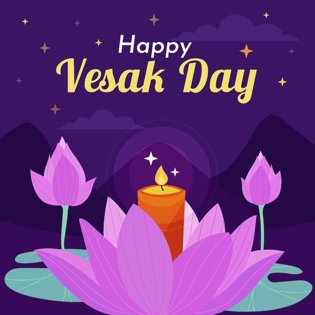 Flat vesak day illustration