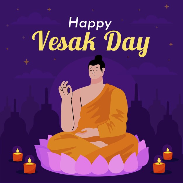 Flat vesak day illustration