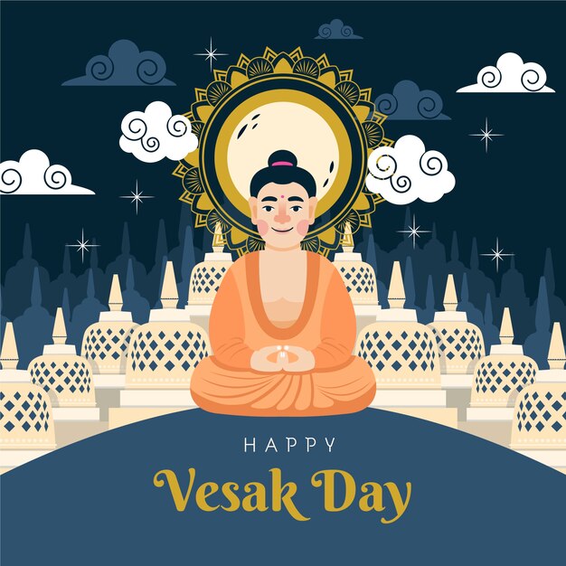 Flat vesak day illustration