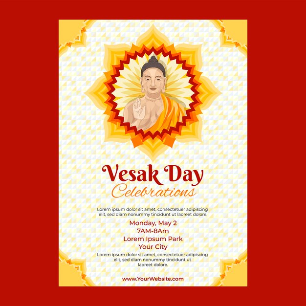 Flat vesak day vertical poster template