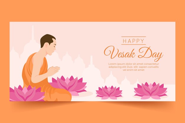 Flat vesak horizontal banner template