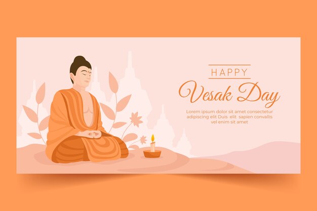 Flat vesak horizontal banner template