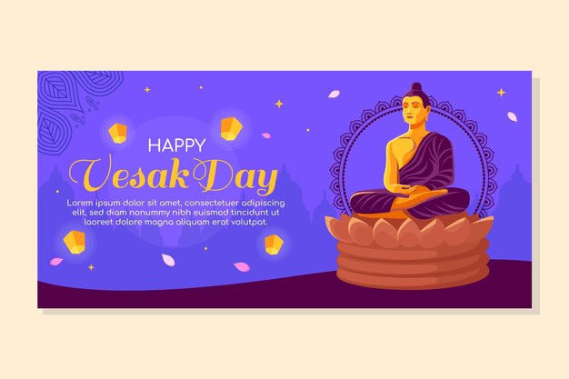 Flat vesak horizontal banner template