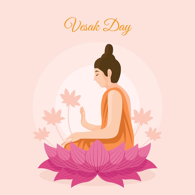 Flat vesak illustration