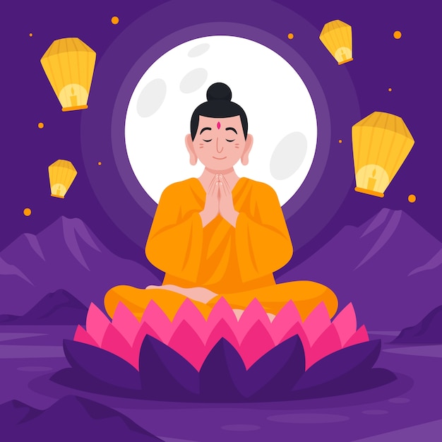 Flat vesak illustration