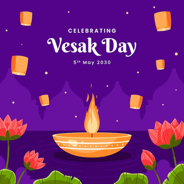 Free Vector flat vesak illustration