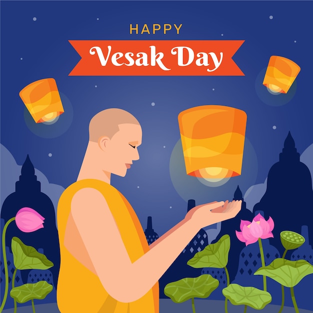 Free Vector flat vesak illustration