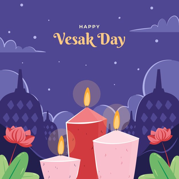 Flat vesak illustration