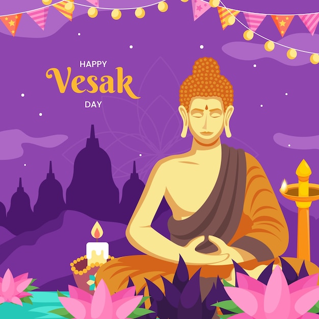 Flat vesak say illustration