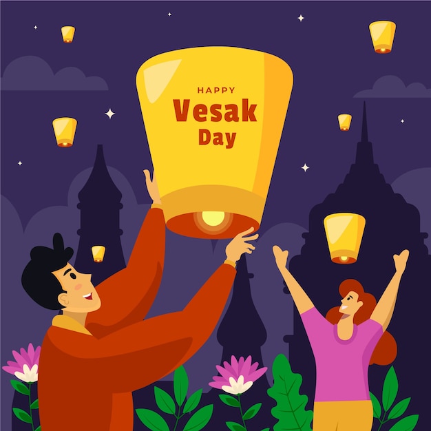 Flat vesak say illustration