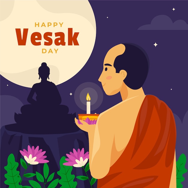 Flat vesak say illustration