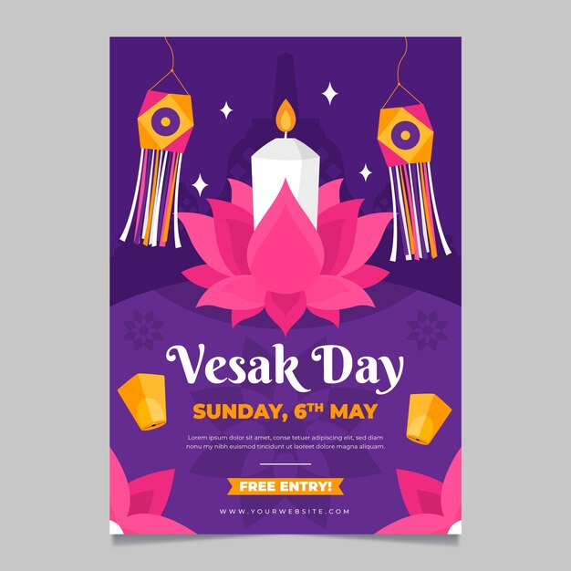 Flat vesak vertical poster template