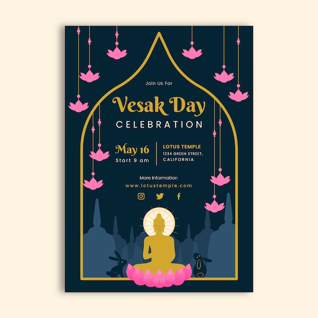 Flat vesak vertical poster template