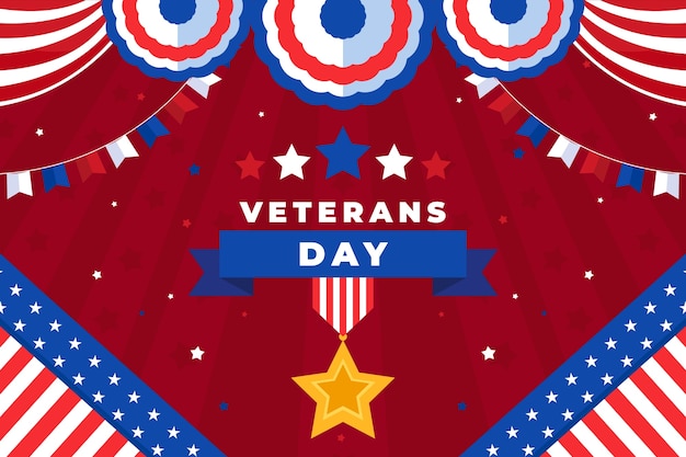 Free vector flat veterans day background