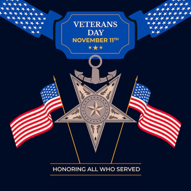 Free vector flat veterans day illustration