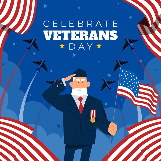 Flat veterans day illustration