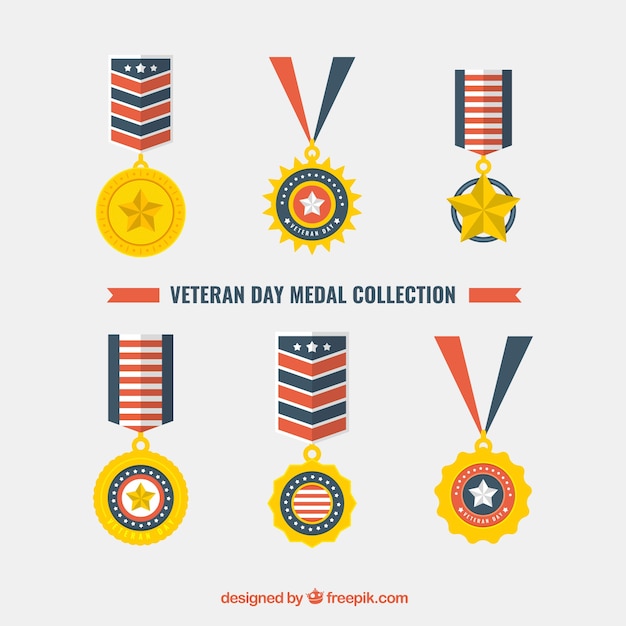 Free Vector flat veterans day medals