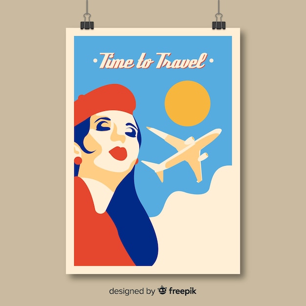 Free Vector flat vintage promotional travel poster