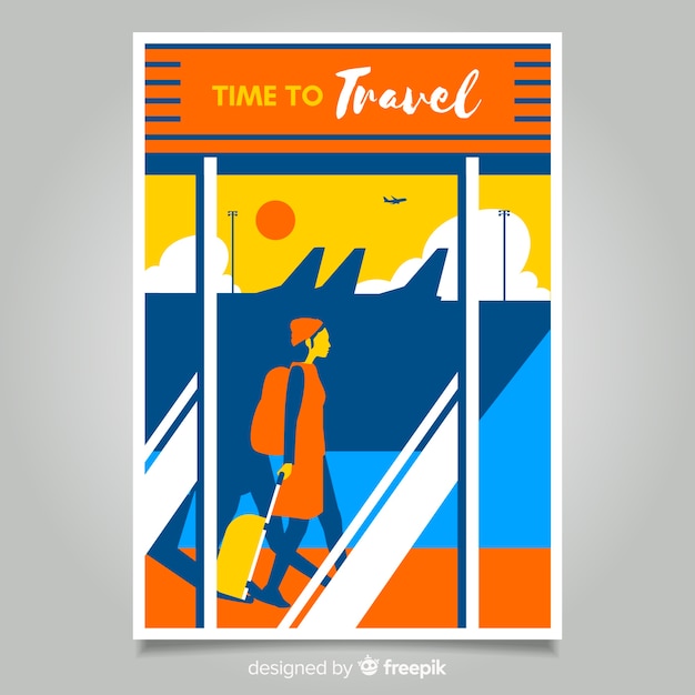 Free Vector flat vintage promotional travel poster