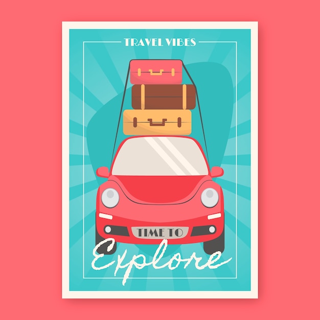 Free Vector flat vintage promotional travel poster