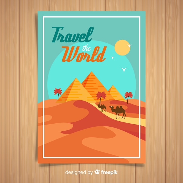 Free Vector flat vintage promotional travel poster