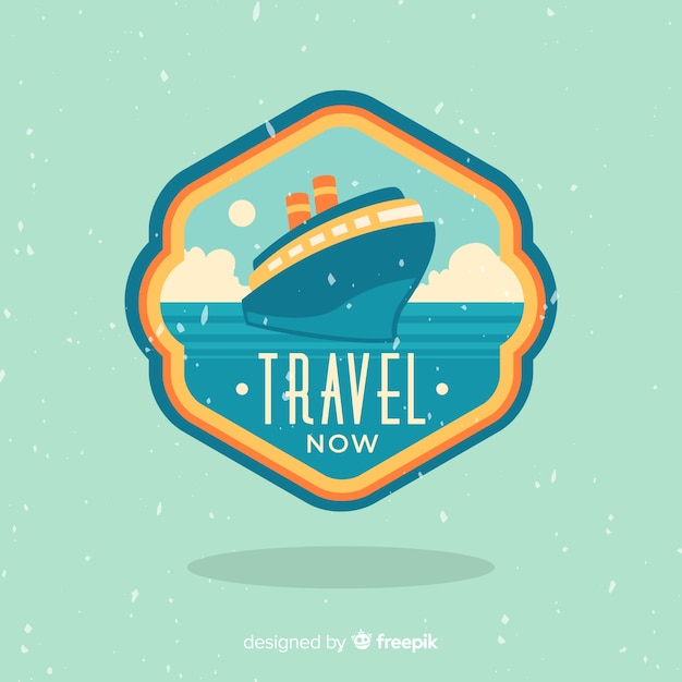 Free Vector flat vintage travel label background