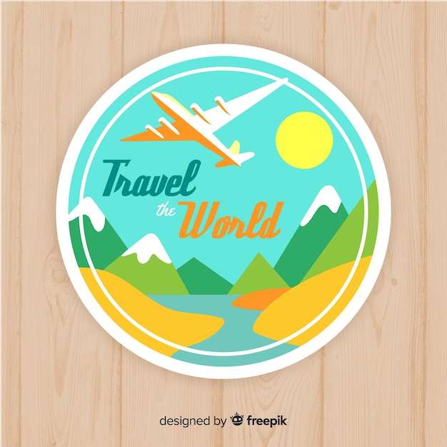 Free Vector flat vintage travel label background