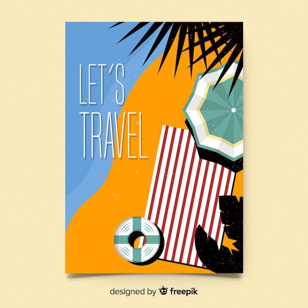 Free Vector flat vintage travel poster template