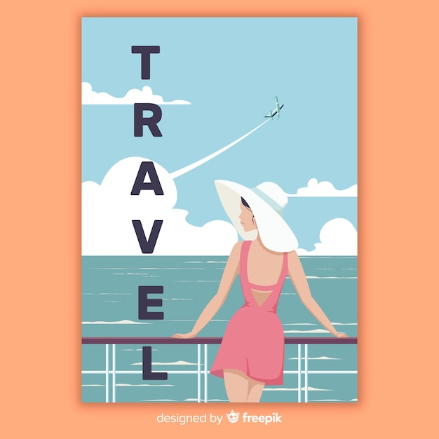 Free Vector flat vintage travel poster