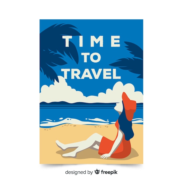 Free vector flat vintage travel poster