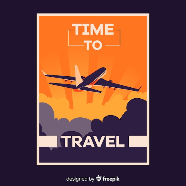 Free vector flat vintage traveling poster