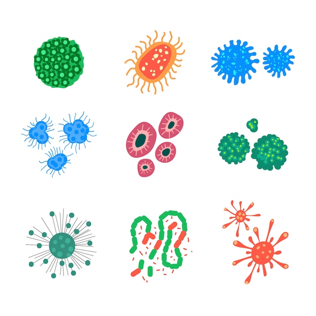 Free vector flat virus pack