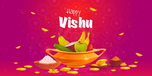 Flat vishu horizontal banner