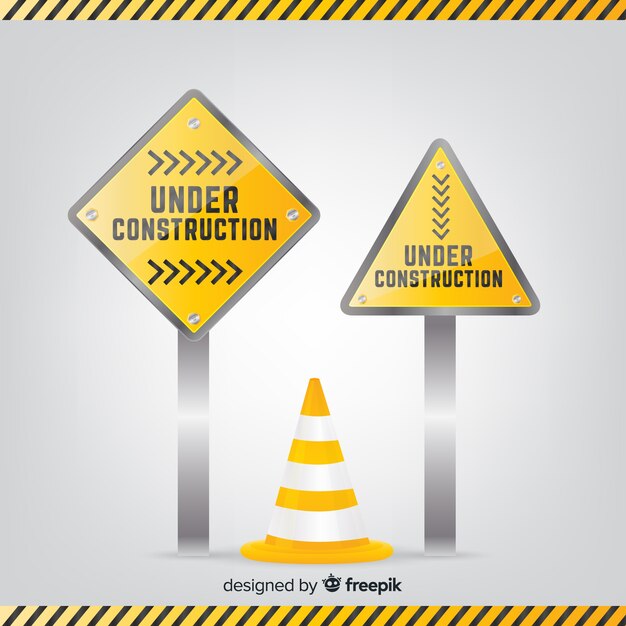 Flat warning construction sign background