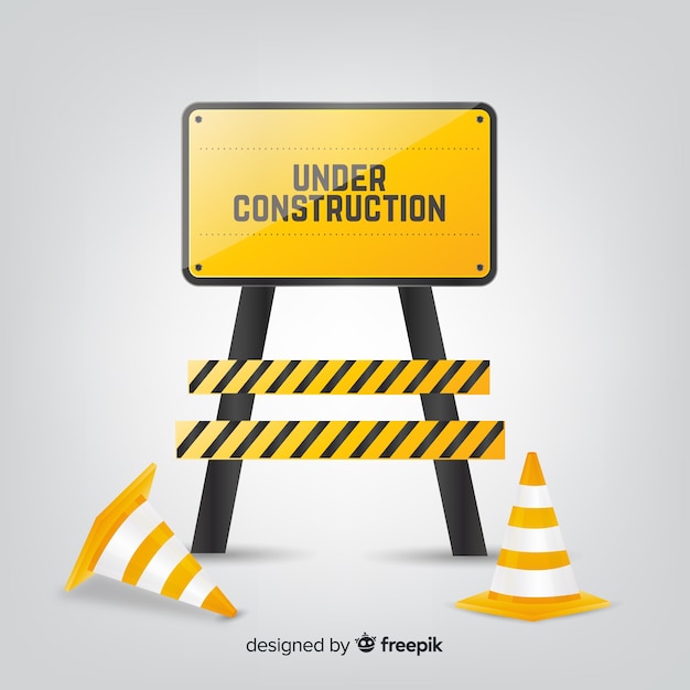 Flat warning construction sign background