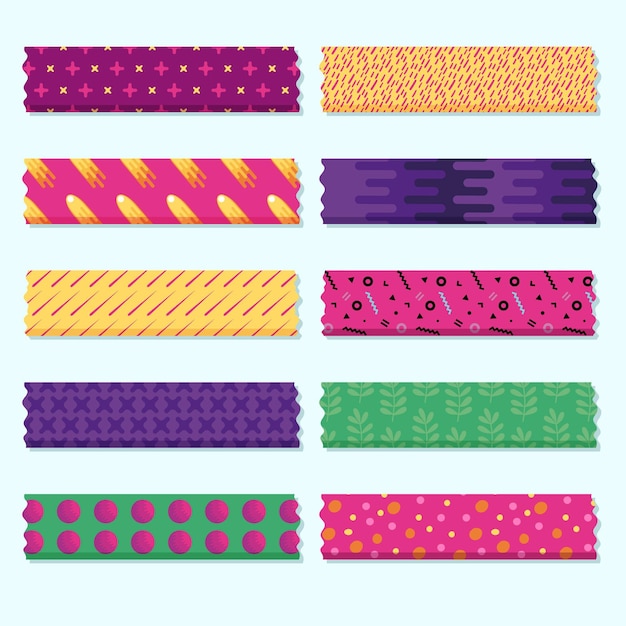 Free Vector flat washi tape collection