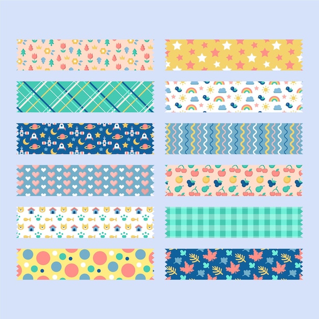 Free Vector flat washi tape collection