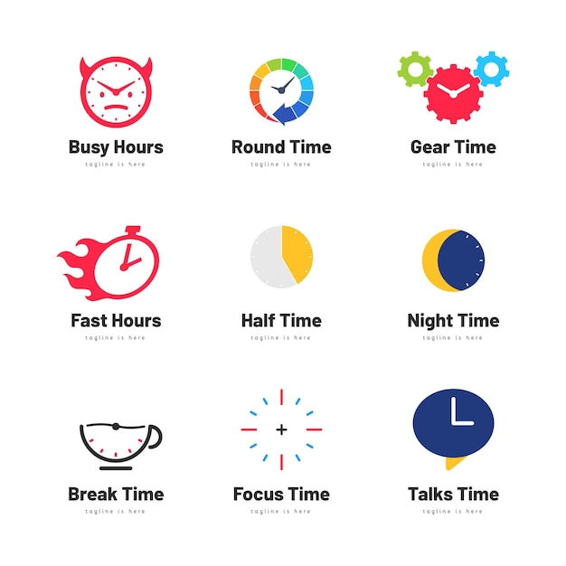 Flat watch logo collection