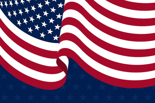 Flat waving american flag background