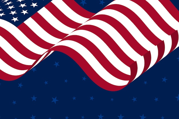 Free Vector flat waving american flag background