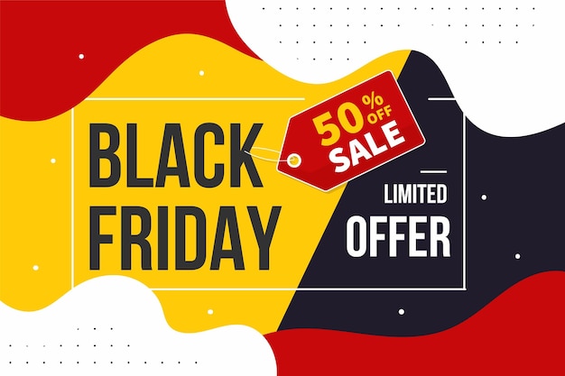 Flat wavy black friday background