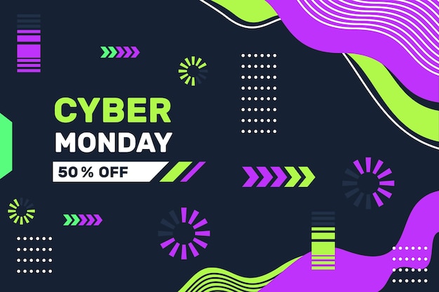 Free Vector flat wavy cyber monday background