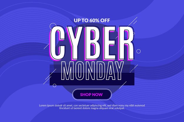 Flat wavy cyber monday background