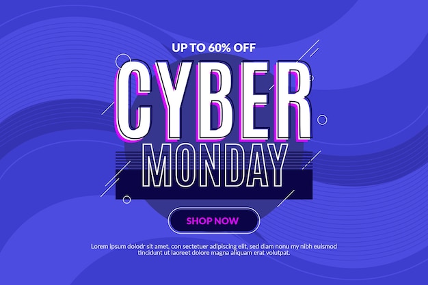 Flat wavy cyber monday background