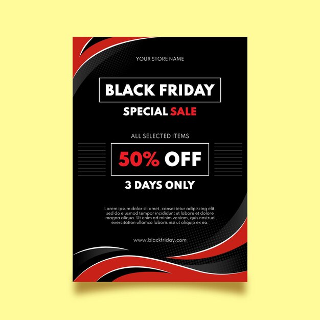 Flat wavy polygonal black friday vertical poster template