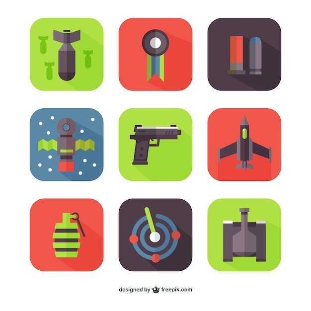 Free Vector flat weapons vectors