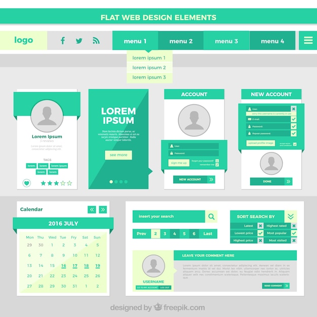 Free vector flat web design elements in green color