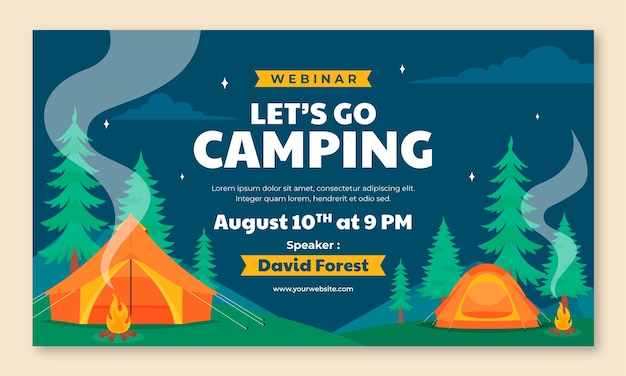 Flat webinar template for camping