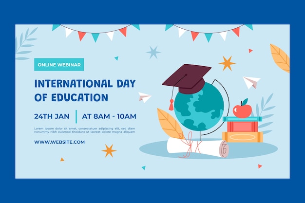 Flat webinar template for international day of education