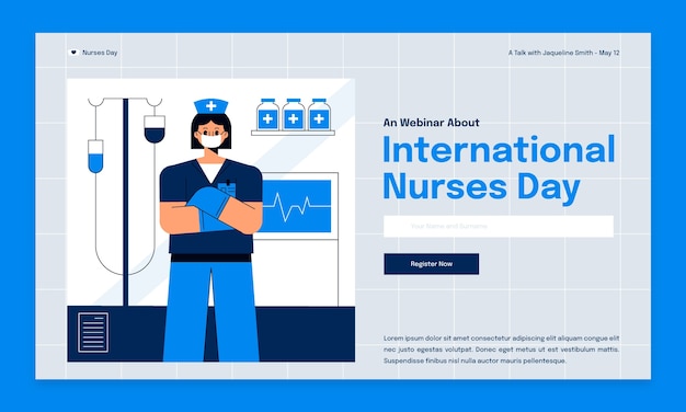 Free Vector flat webinar template for international nurses day celebration